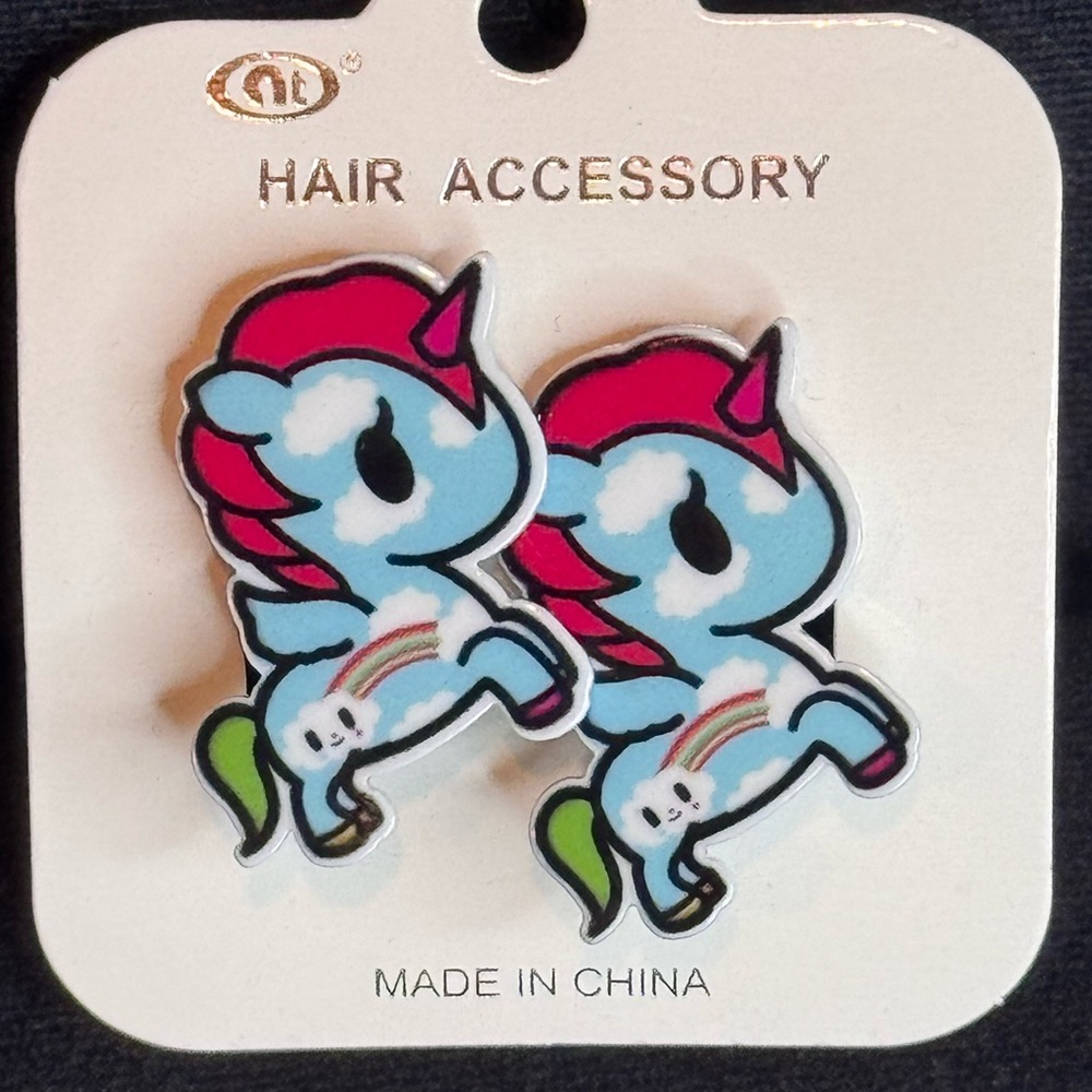 Set of 2 Unicorn Hair Clips Hot Red 1.25 inch